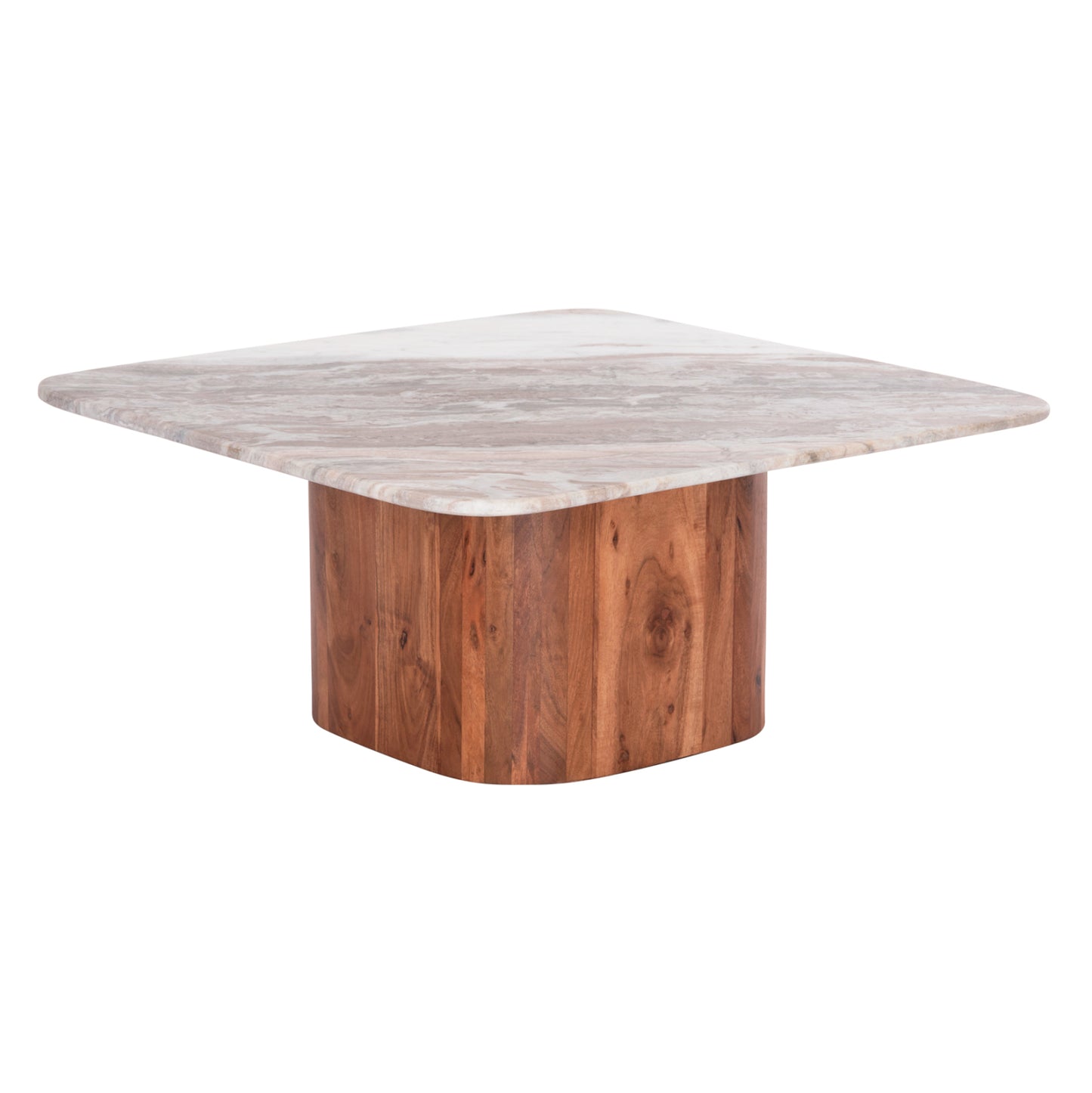 Coffee Table Square Volti Hm18001 Grey Marble-acacia Wood 80.5x80.5x37hcm.