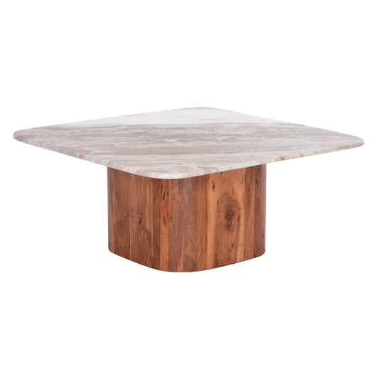 Coffee Table Square Volti Hm18001 Grey Marble-acacia Wood 80.5x80.5x37hcm.