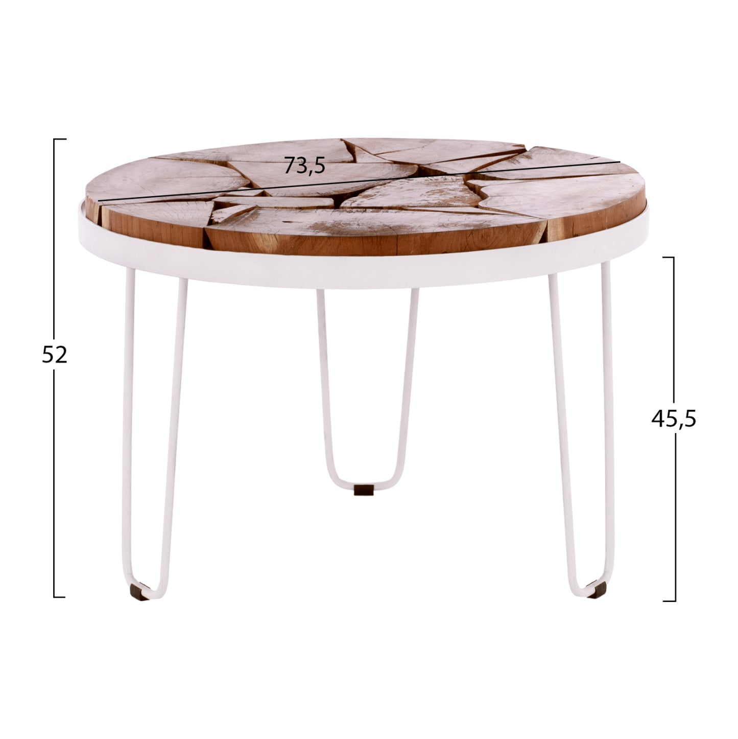 Acacia Short Table Hm8366.12, White Frame, Round