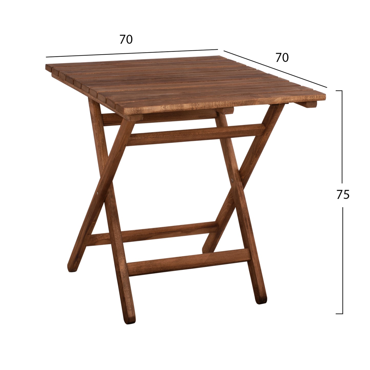 Director''s Table Limnos 70x70x75cm Solid Wood Impregnation Walnut Hm5648.01