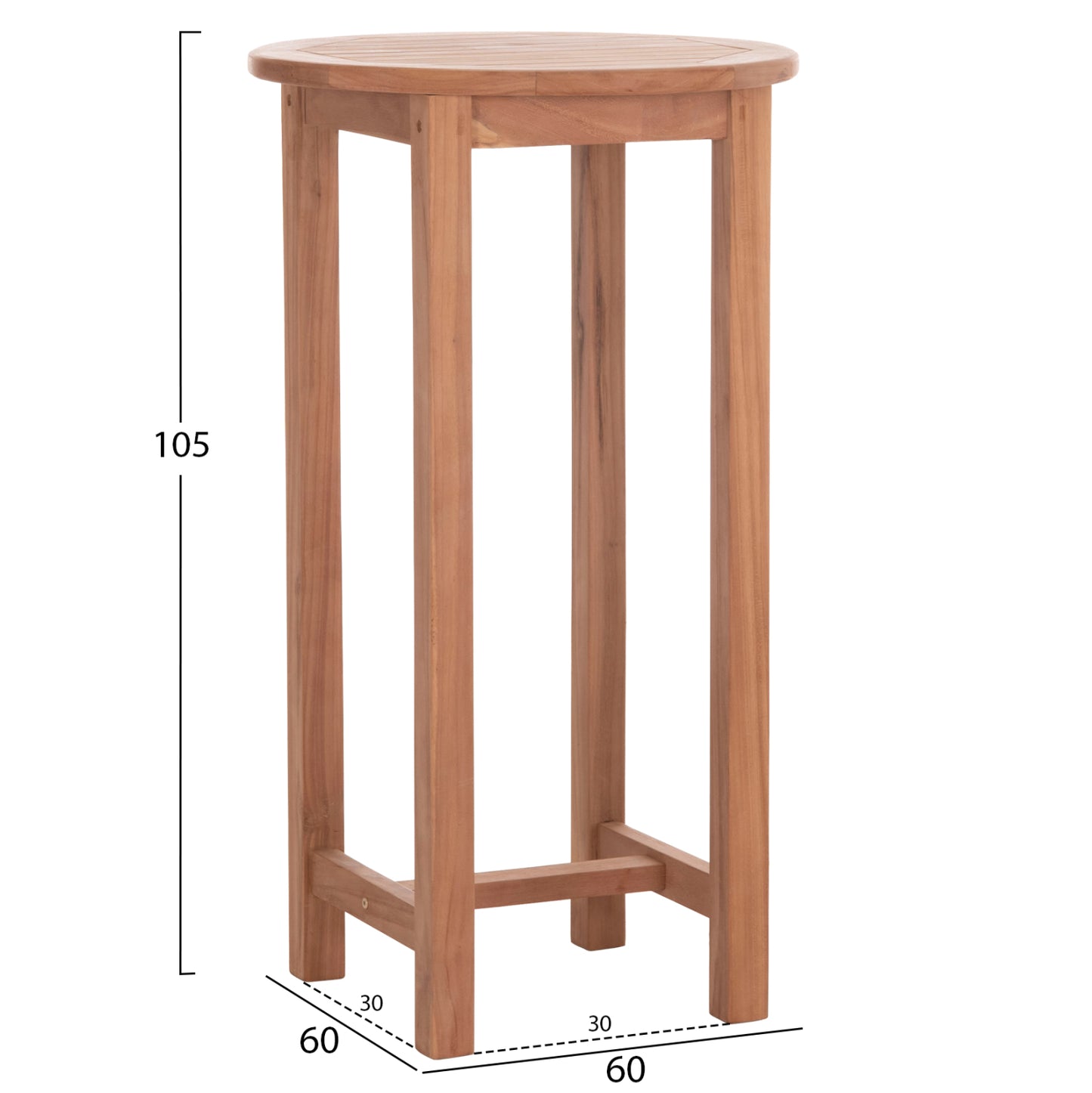 Bar Stand/table Round Presscot Hm18114 Teak Wood--natural Color Φ60x105hcm.