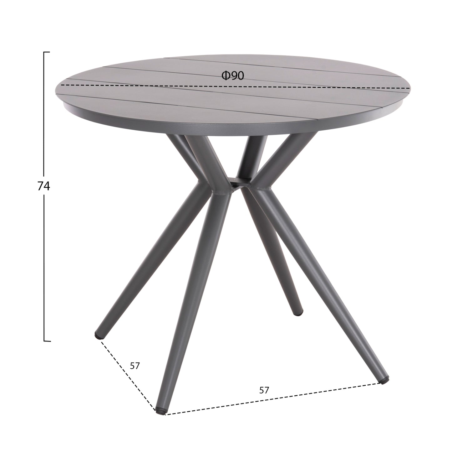 Outdoor Table Round Higer Hm6289.01 Grey Aluminum Φ90Χ74hcm.