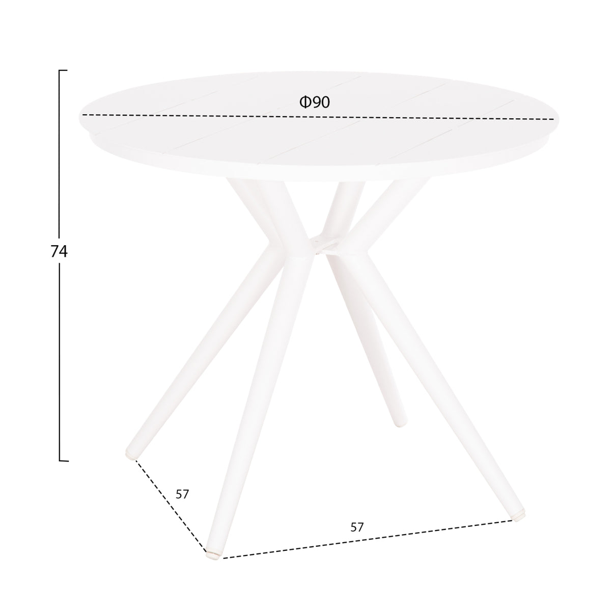 Outdoor Table Round Higer Hm6289.02 White Aluminum Φ90Χ74hcm.