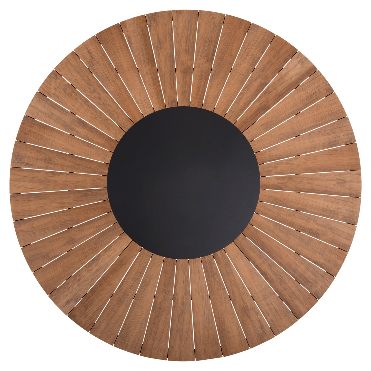 Outdoor Round Table Moril Hm6041.01 Aluminum In Anthracite-polywood In Natural Wood Φ120cm.