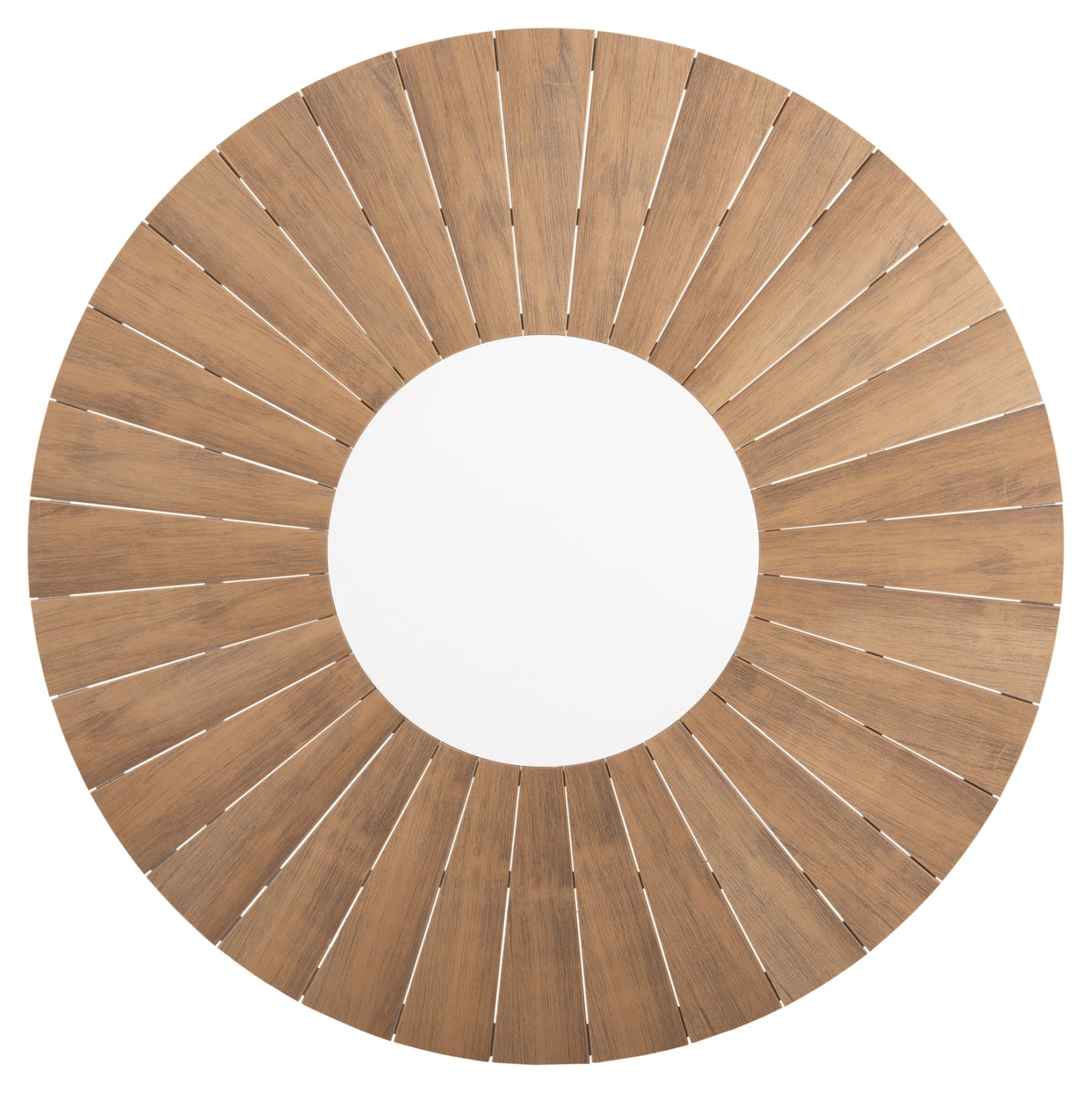 Outdoor Round Table Moril Hm6041.02 Aluminum In White-polywood In Natural Wood Φ120cm.