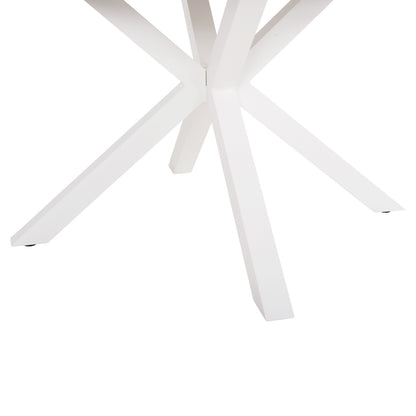 Outdoor Round Table Moril Hm6041.02 Aluminum In White-polywood In Natural Wood Φ120cm.