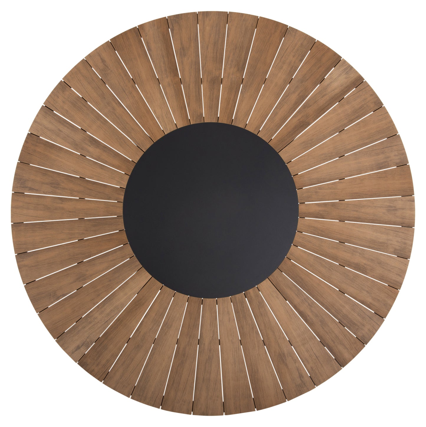 Outdoor Round Table Moril Hm6042.01 Aluminum In Anthracite-polywood In Natural Wood Φ150cm.