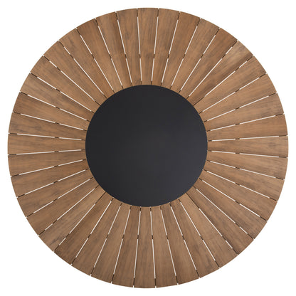 Outdoor Round Table Moril Hm6042.01 Aluminum In Anthracite-polywood In Natural Wood Φ150cm.