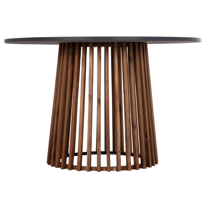 Outdoor Round Dining Table Cristobal Hm6235 Acacia Wood-cement Top Φ120x77hcm.
