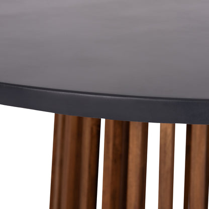 Outdoor Round Dining Table Cristobal Hm6235 Acacia Wood-cement Top Φ120x77hcm.