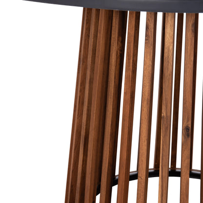 Outdoor Round Dining Table Cristobal Hm6235 Acacia Wood-cement Top Φ120x77hcm.