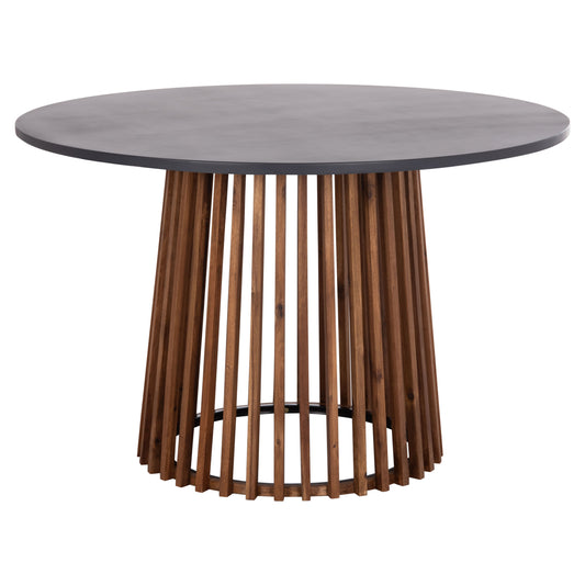 Outdoor Round Dining Table Cristobal Hm6235 Acacia Wood-cement Top Φ120x77hcm.
