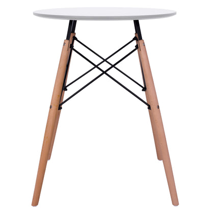 Dining Table Round Minmal Hm0060.01 Mdf In White Color-beech Wood Legs In Natural Color Φ60Χ72hcm.