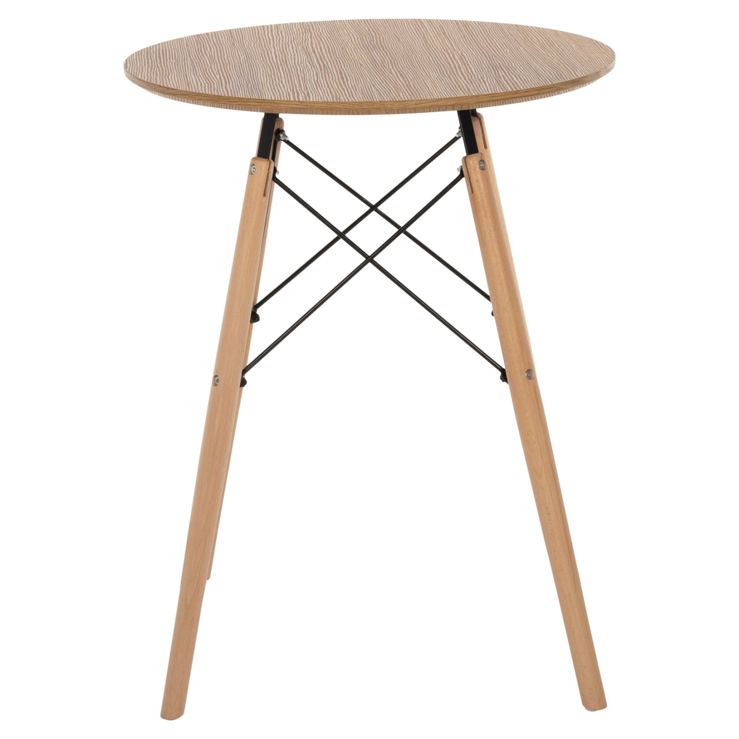 Dining Table Round Minimal ΗΜ0060.04 Mdf In Natural Color-beech Wood Legs In Natural Color Φ60Χ76hcm.
