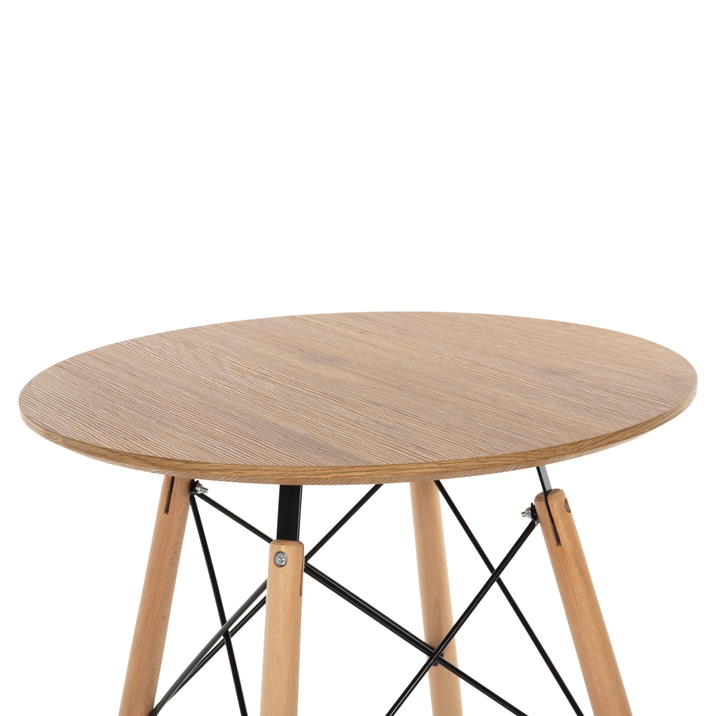 Dining Table Round Minimal ΗΜ0060.04 Mdf In Natural Color-beech Wood Legs In Natural Color Φ60Χ76hcm.