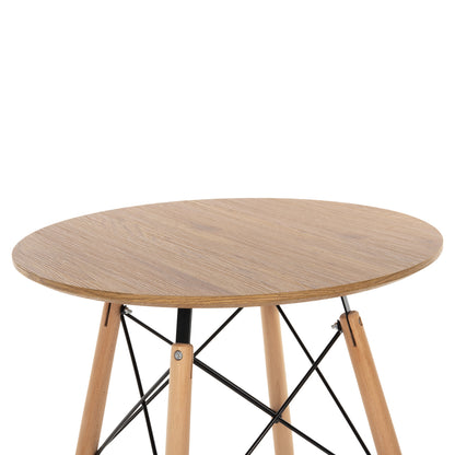 Dining Table Round Minimal ΗΜ0060.04 Mdf In Natural Color-beech Wood Legs In Natural Color Φ60Χ76hcm.
