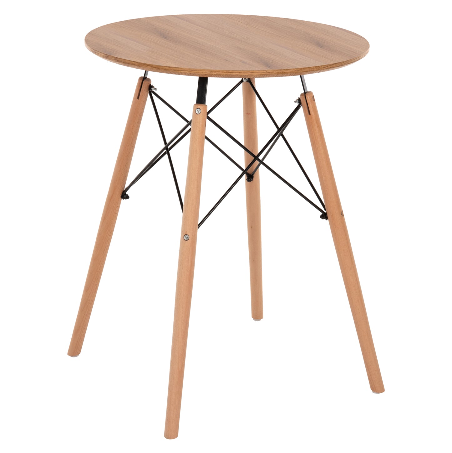 Dining Table Round Minimal ΗΜ0060.04 Mdf In Natural Color-beech Wood Legs In Natural Color Φ60Χ76hcm.