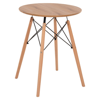 Dining Table Round Minimal ΗΜ0060.04 Mdf In Natural Color-beech Wood Legs In Natural Color Φ60Χ76hcm.
