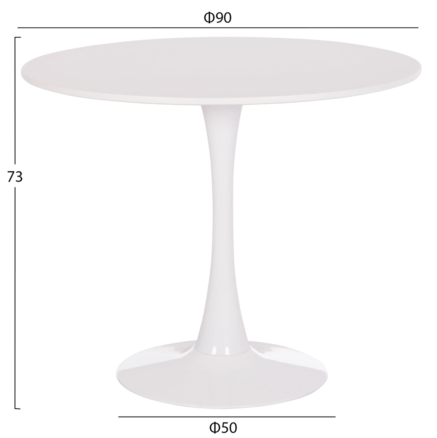 Round Dining Table Brolin Hm18141.01 Mdf Top-metal Base--white Φ90x73hcm.
