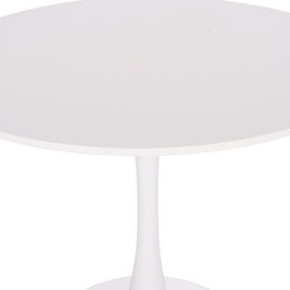 Round Dining Table Brolin Hm18141.01 Mdf Top-metal Base--white Φ90x73hcm.