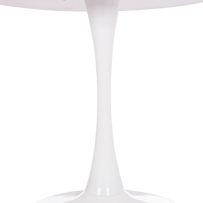 Round Dining Table Brolin Hm18141.01 Mdf Top-metal Base--white Φ90x73hcm.