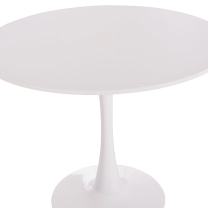 Round Dining Table Brolin Hm18141.01 Mdf Top-metal Base--white Φ90x73hcm.