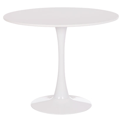 Round Dining Table Brolin Hm18141.01 Mdf Top-metal Base--white Φ90x73hcm.