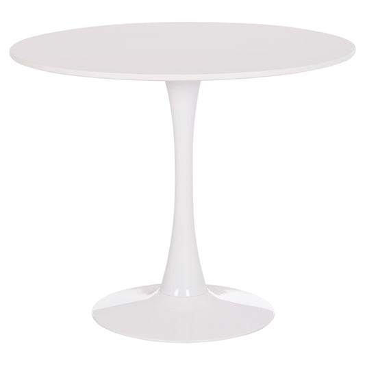 Round Dining Table Brolin Hm18141.01 Mdf Top-metal Base--white Φ90x73hcm.