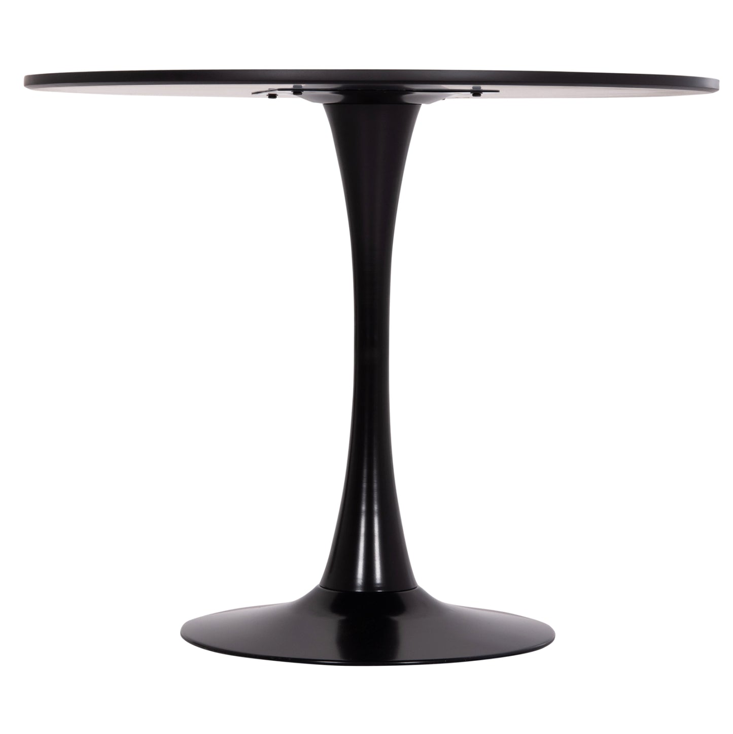 Round Dining Table Brolin Hm18141.02 Mdf Top-metal Base--black Φ90x73hcm.