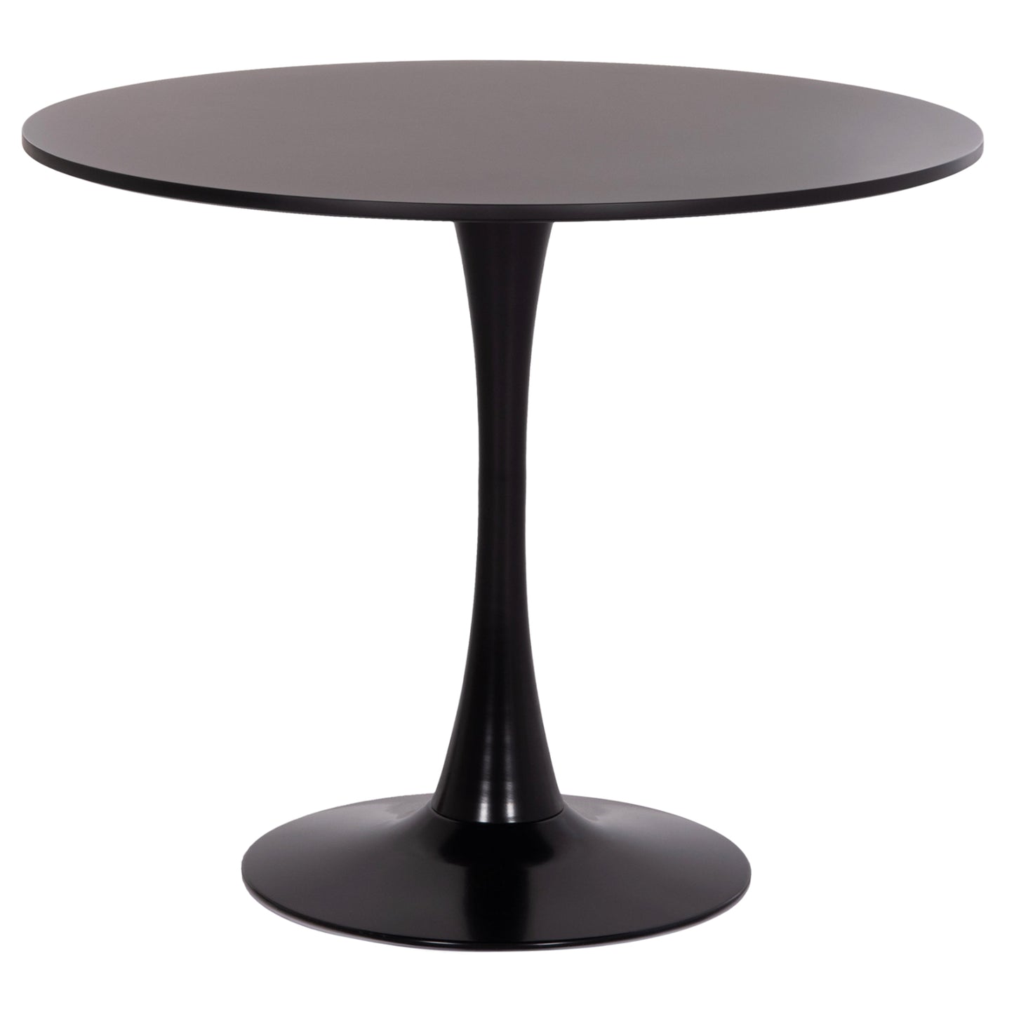 Round Dining Table Brolin Hm18141.02 Mdf Top-metal Base--black Φ90x73hcm.