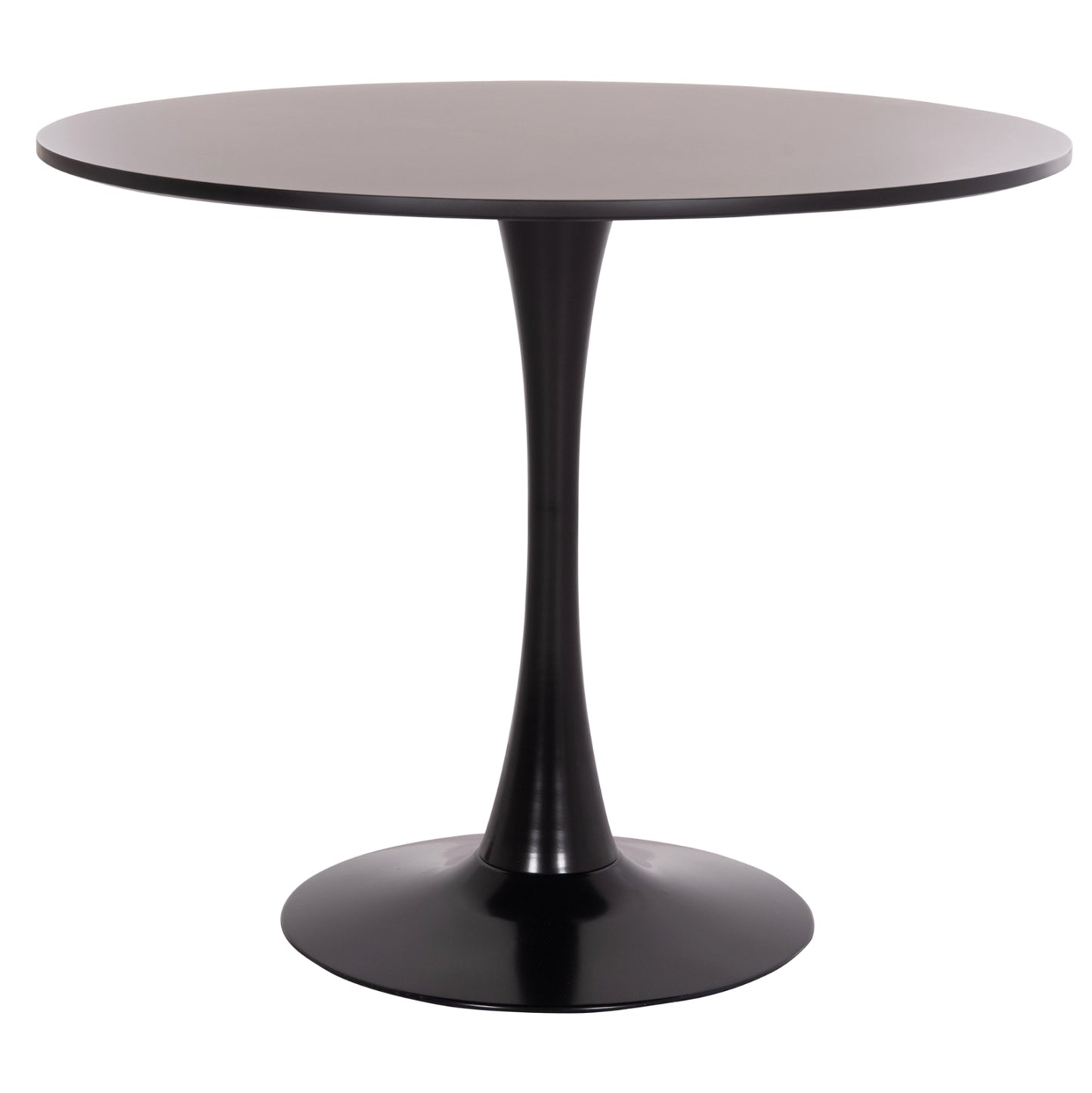 Round Dining Table Brolin Hm18141.02 Mdf Top-metal Base--black Φ90x73hcm.