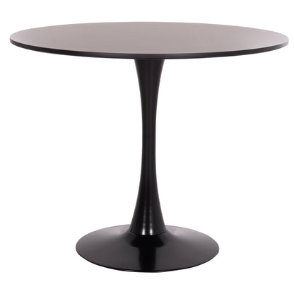 Round Dining Table Brolin Hm18141.02 Mdf Top-metal Base--black Φ90x73hcm.