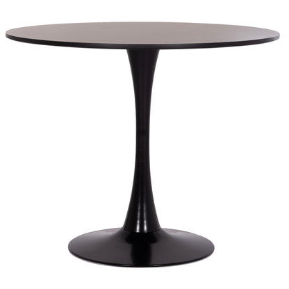 Round Dining Table Brolin Hm18141.02 Mdf Top-metal Base--black Φ90x73hcm.