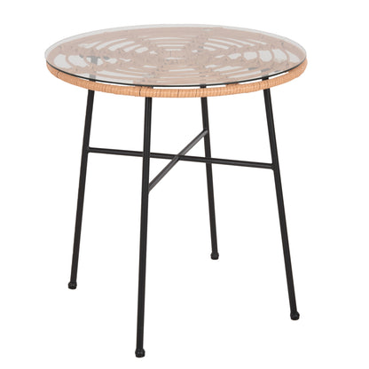 Dining Table Round Allegra Hm5535.11 Black Metal-p.e. Rattan In Natural Φ70x74hcm.