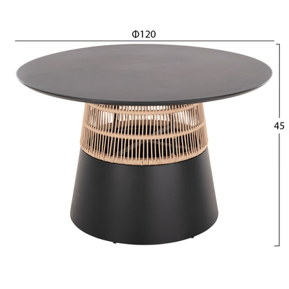 Round Table Saeid Hm6106.01 Aluminum In Anthracite-synthetic Rope In Beige Φ120x75hcm.