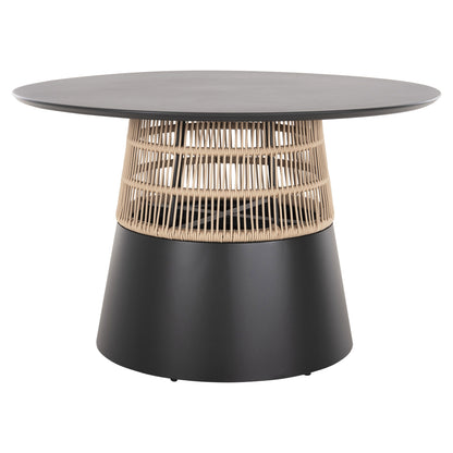 Round Table Saeid Hm6106.01 Aluminum In Anthracite-synthetic Rope In Beige Φ120x75hcm.