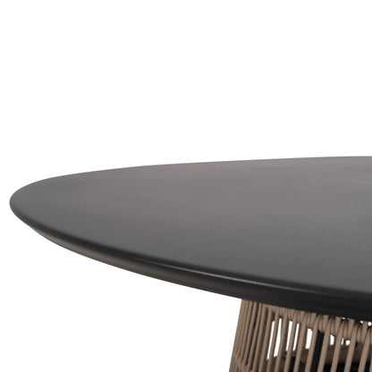 Round Table Saeid Hm6106.01 Aluminum In Anthracite-synthetic Rope In Beige Φ120x75hcm.