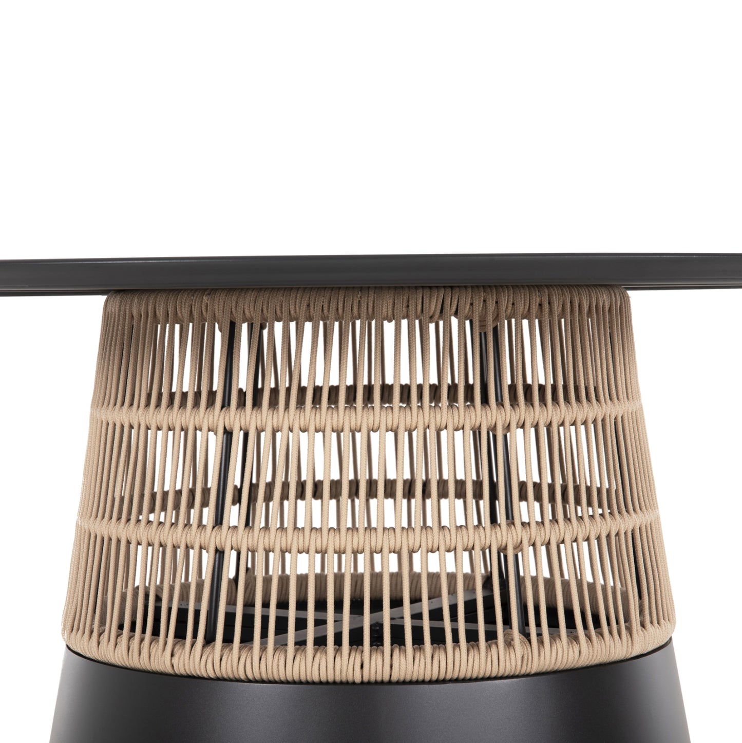 Round Table Saeid Hm6106.01 Aluminum In Anthracite-synthetic Rope In Beige Φ120x75hcm.