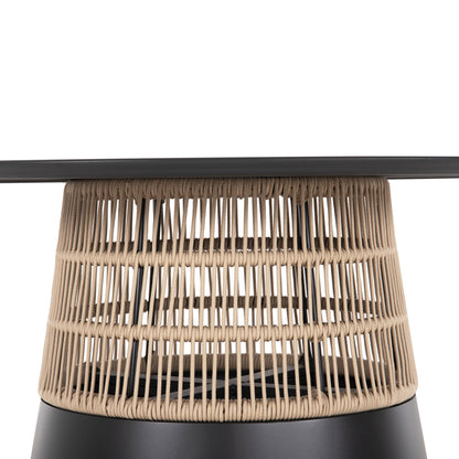 Round Table Saeid Hm6106.01 Aluminum In Anthracite-synthetic Rope In Beige Φ120x75hcm.