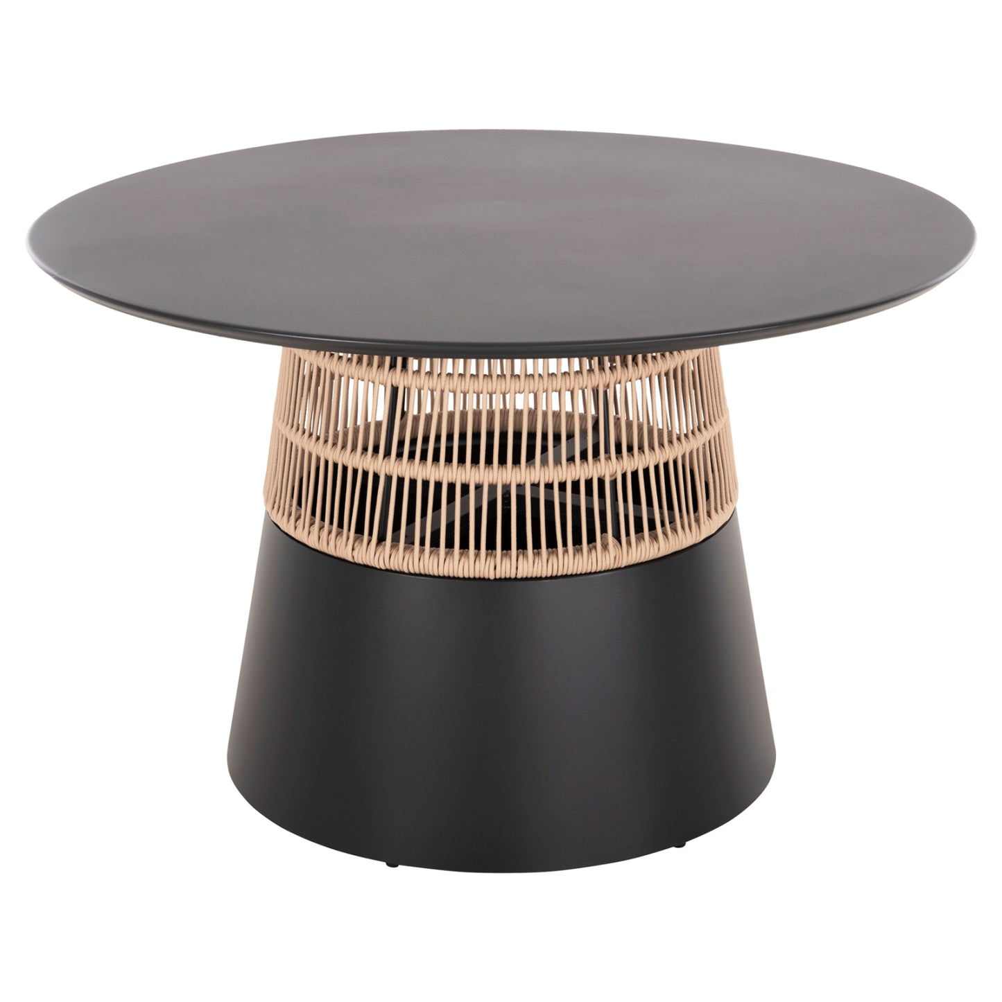 Round Table Saeid Hm6106.01 Aluminum In Anthracite-synthetic Rope In Beige Φ120x75hcm.