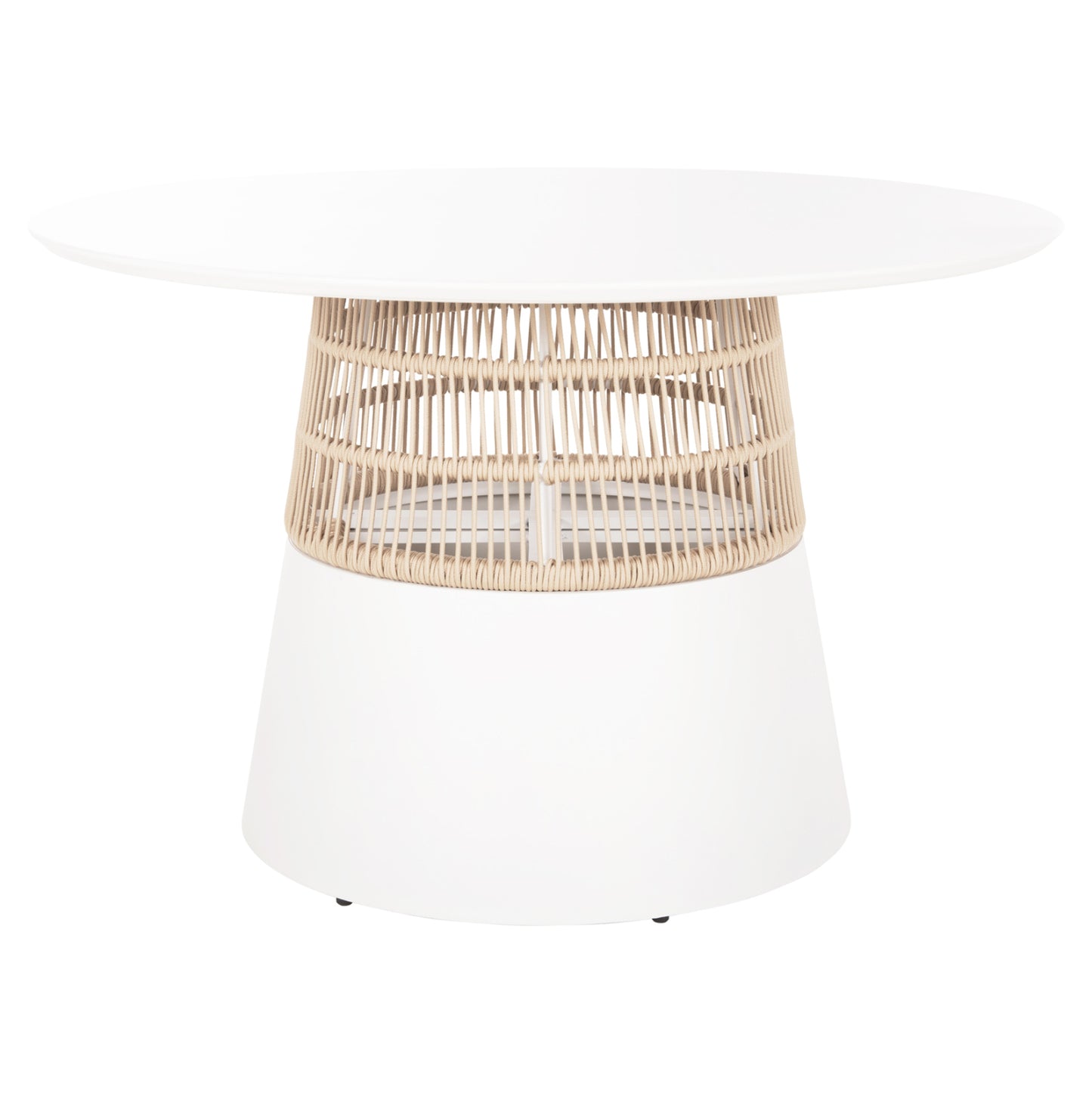Round Table Saeid Hm6106.02 Aluminum In White-synthetic Rope In Beige Φ120x75hcm.
