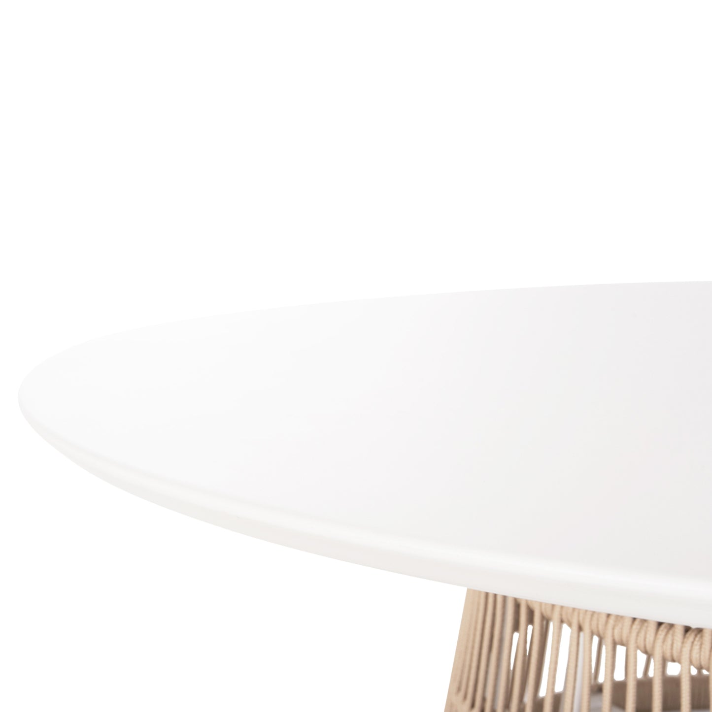 Round Table Saeid Hm6106.02 Aluminum In White-synthetic Rope In Beige Φ120x75hcm.