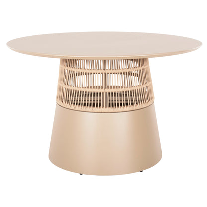 Round Table Saeid Hm6106.04 Aluminum In Champagne Color-synthetic Rope In Beige Φ120x75hcm.