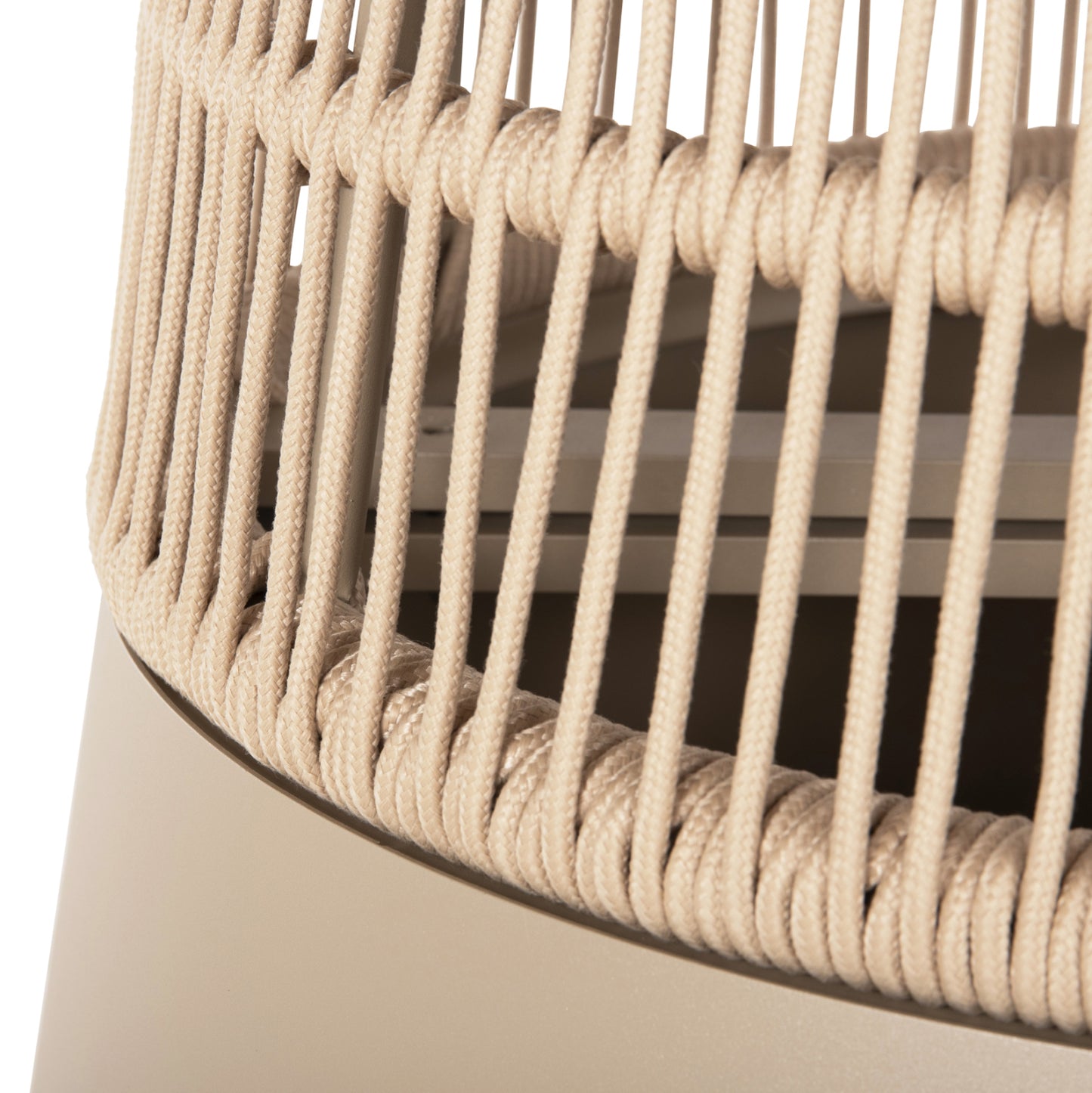 Round Table Saeid Hm6106.04 Aluminum In Champagne Color-synthetic Rope In Beige Φ120x75hcm.