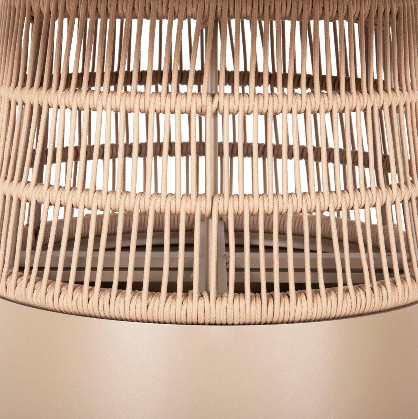 Round Table Saeid Hm6106.04 Aluminum In Champagne Color-synthetic Rope In Beige Φ120x75hcm.