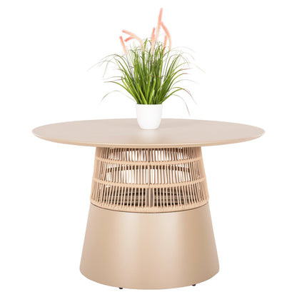 Round Table Saeid Hm6106.04 Aluminum In Champagne Color-synthetic Rope In Beige Φ120x75hcm.