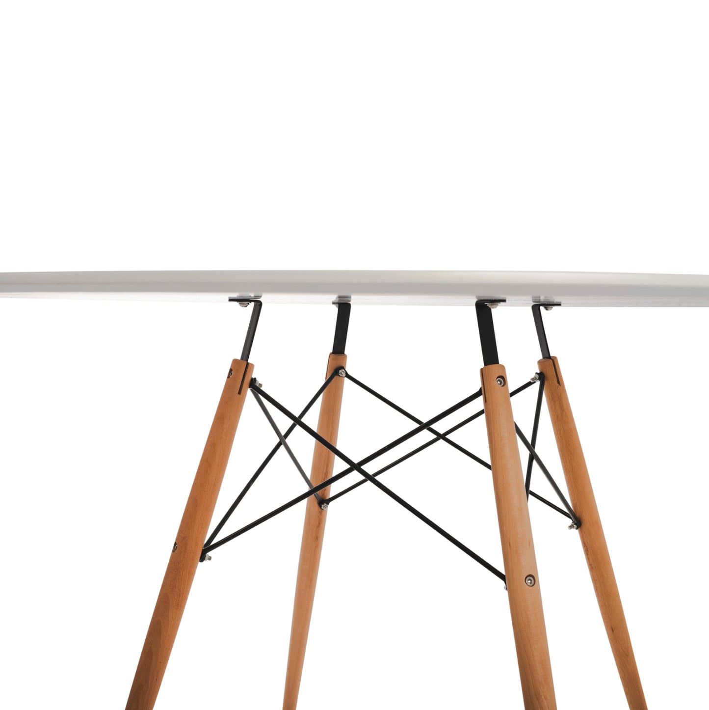 Dining Table Round Minimal Hm8454.01 Mdf In White Color-beech Wood Legs In Natural Φ120Χ75hcm.