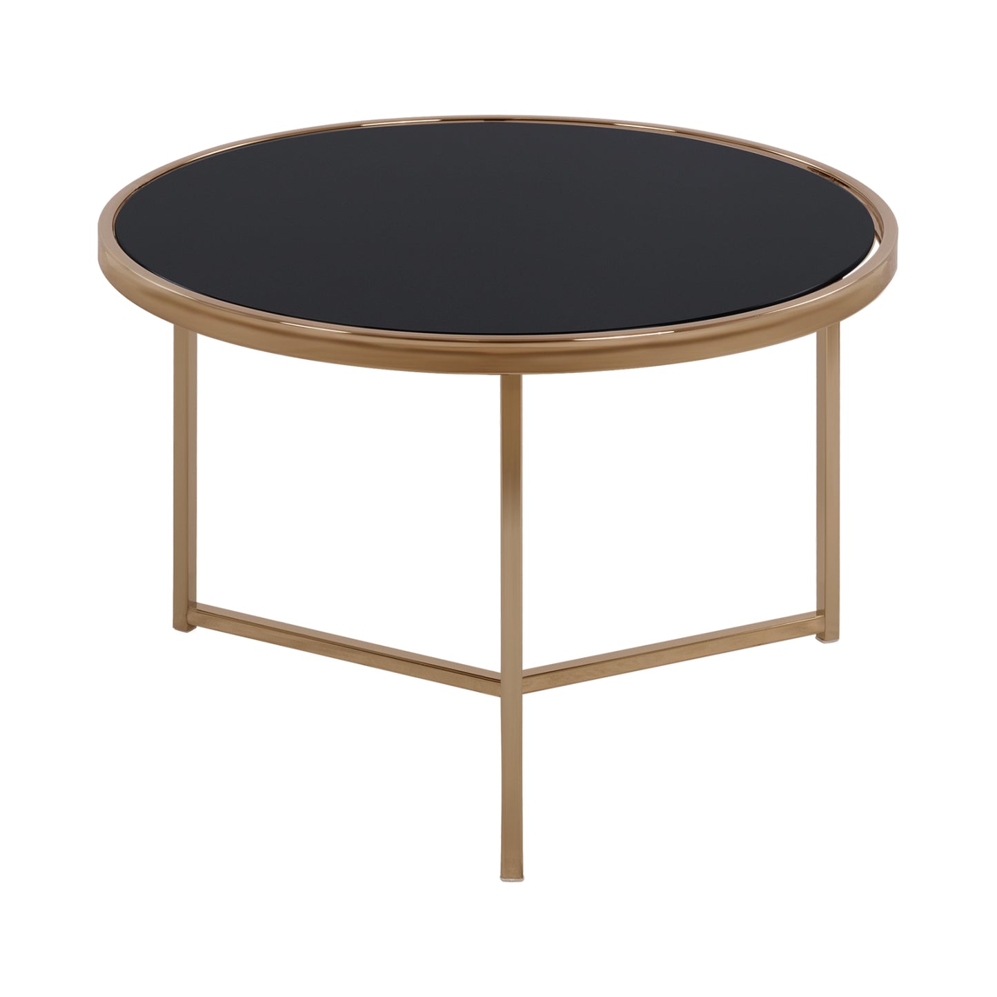 Round Table Francesco Hm8607 With Glass Surface And Metallic Frame