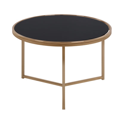 Round Table Francesco Hm8607 With Glass Surface And Metallic Frame
