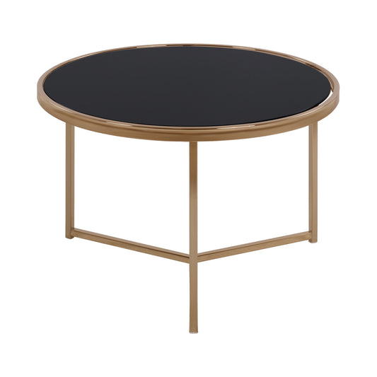 Round Table Francesco Hm8607 With Glass Surface And Metallic Frame